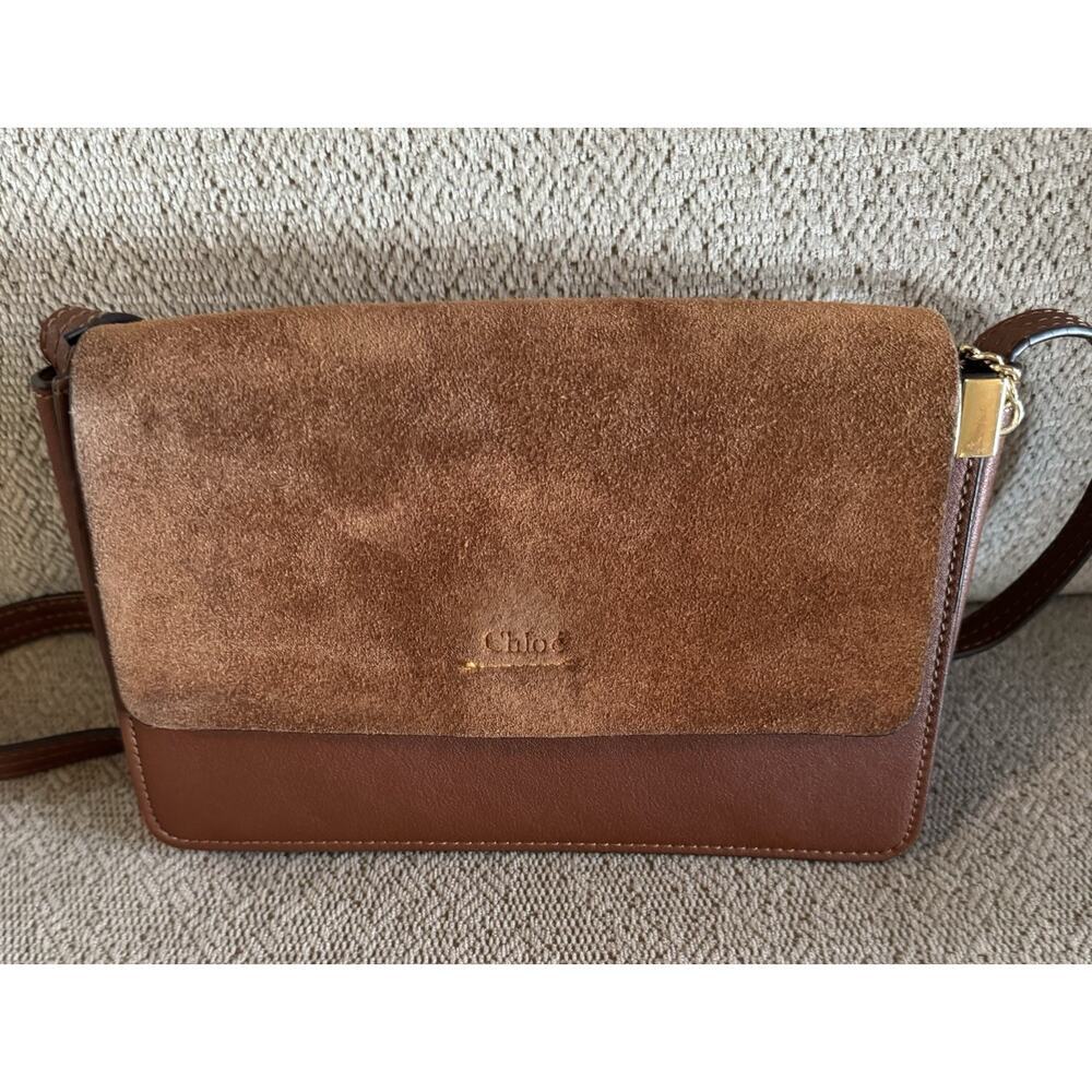 Chloé Faye Suede Shoulder Bag Brown Crossbody Genuine Leather